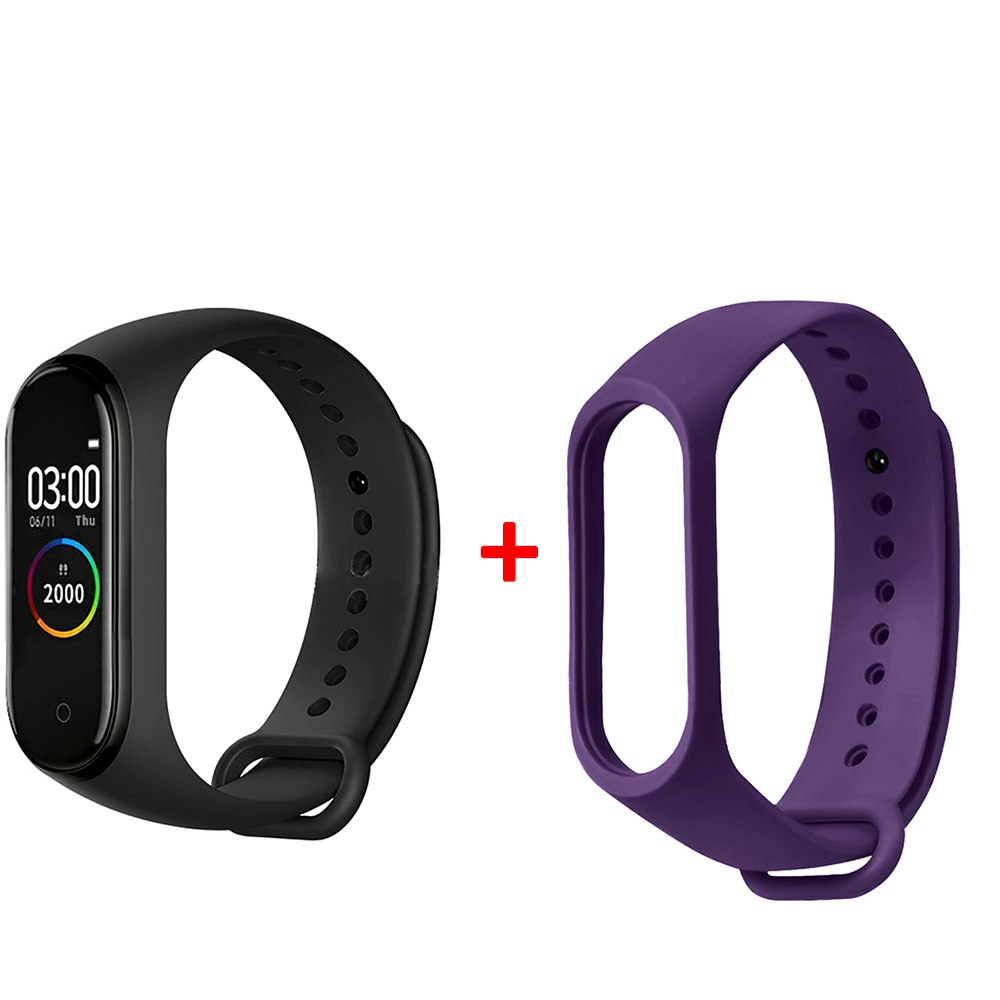 M4 smart-armbänder für männer,  ip67 wasserdichte blutdruck- und herzfrequenz-uhren für männer, fitness-tracker, smart-watch-armband: Schwarz lila