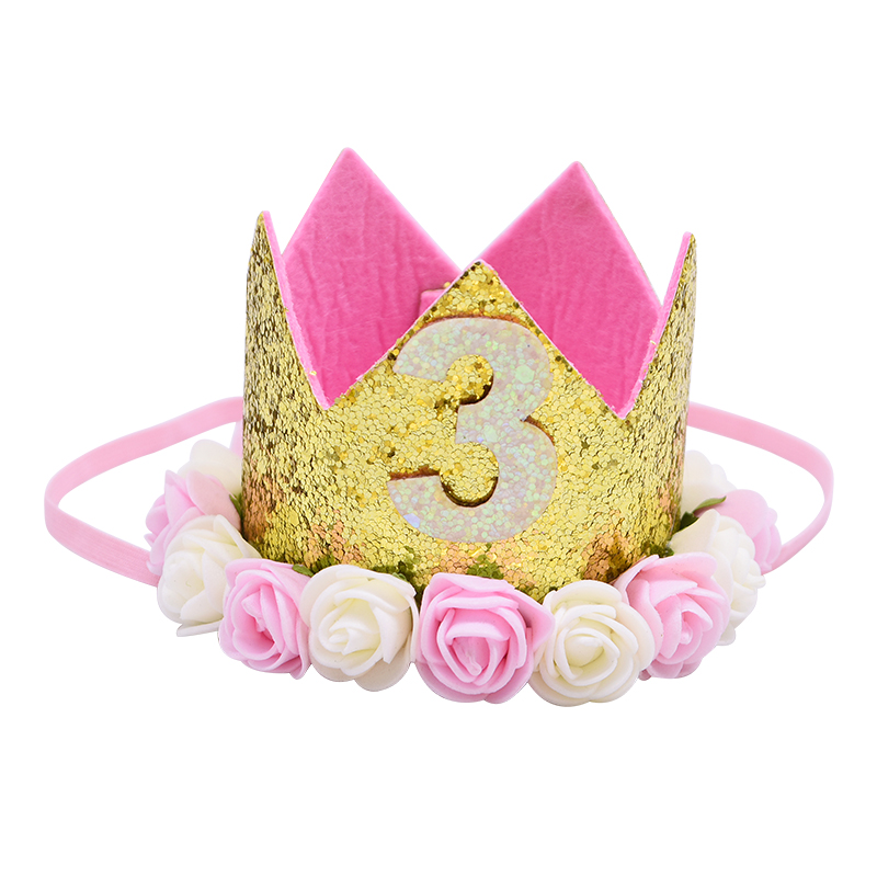 Gelukkig Eerste Verjaardagsfeestje Hoeden Decor Cap Een Verjaardag Hoed Prinses Kroon 1st 2nd 3rd Jaar Oude Nummer Baby Kids haar Accessoire: B04