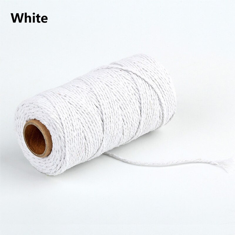 100 Yards 2mm Braided Cotton Cords Twisted Macrame Hand Knitted Cord for Handmade Sewing Thread DIY Craft Decoration Supplies: White