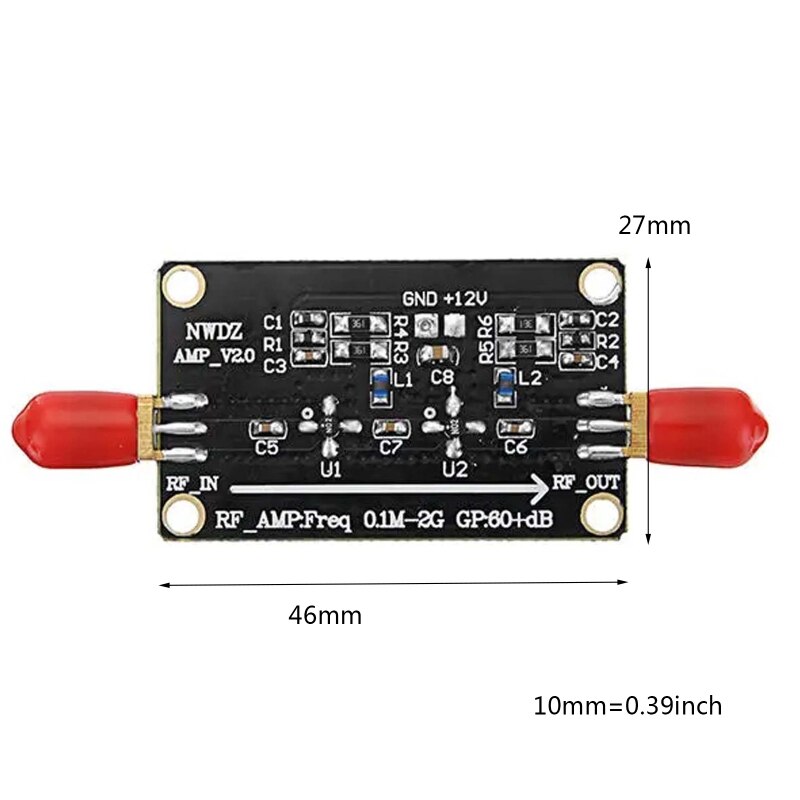 K3NB RF Wideband Amplifier LNA 0.1M-2G Gain 60DB Two-Stage Amplification Professinal