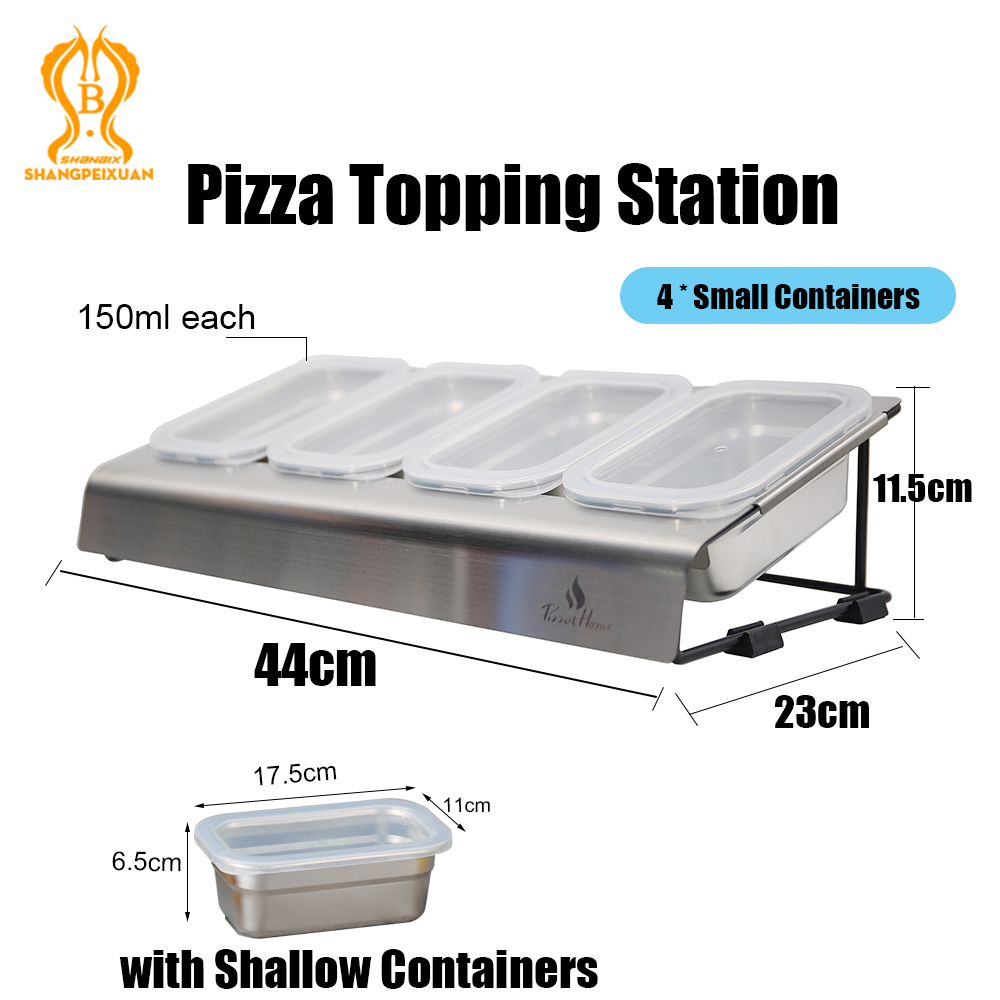 Stainless Steel Pizza Seasoning Container Pizza Topping Station with PP Visiable Lid Fridge Storage Pizza Ingredients Container: light yellow