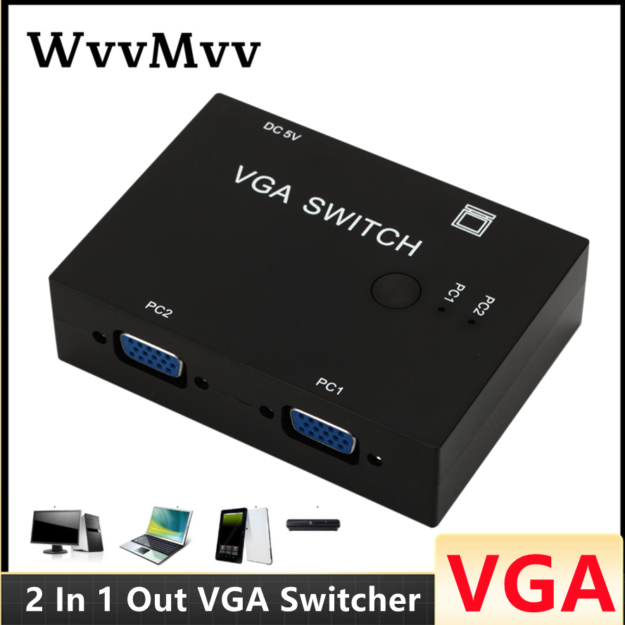IKKEGOL 2 Port VGA Audio Video Switch 2x1 SVGA Switcher Box