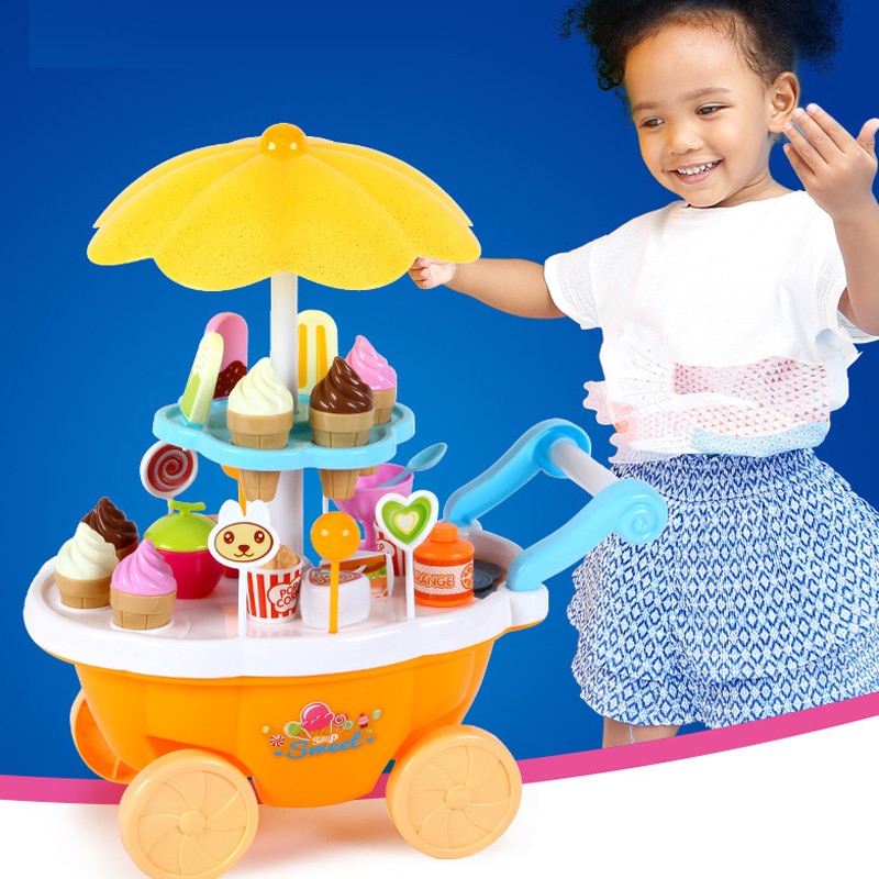 Simulatie Kleine Karren Meisje Mini Candy Winkelwagen Ijs Winkel Supermarkt kinderen Speelgoed Spelen Huis Baby Speelgoed