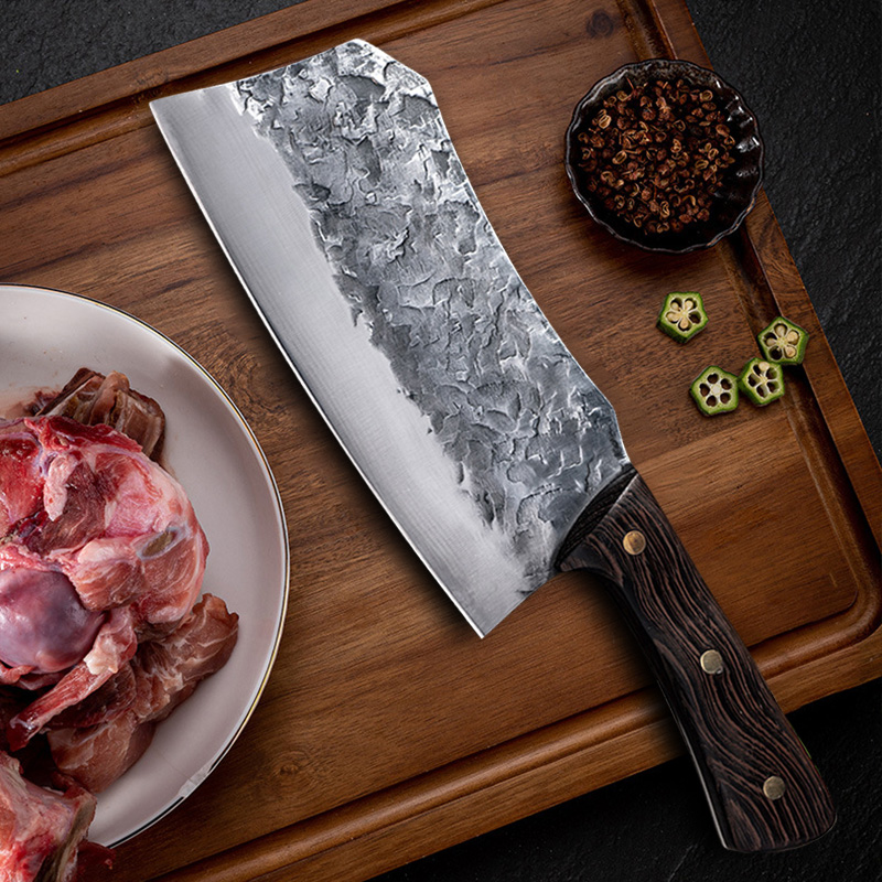 Handmade Forged Kitchen Knife High Carbon Steel Chef Slicing Chopping Butcher Knife Traditional Cooking Tools