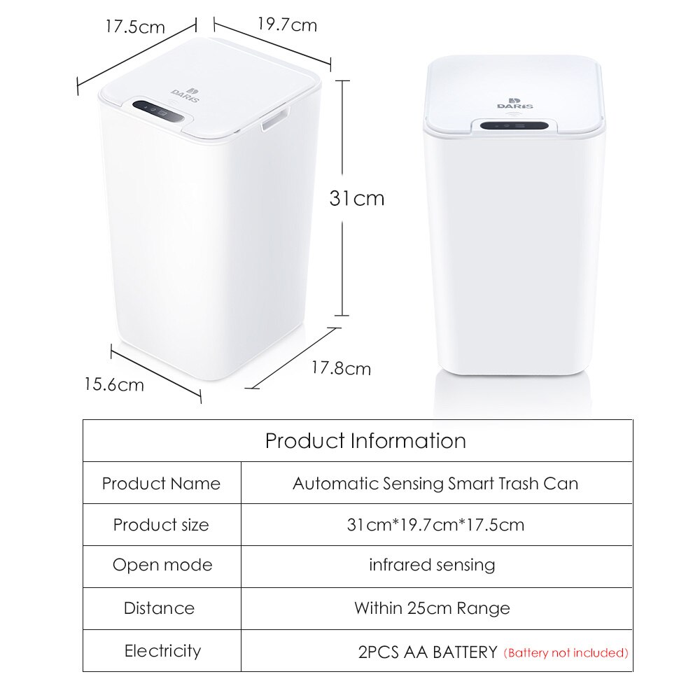 8.5L Smart Sensor Trash Can Automatic Household Electronic Trash Can Kitchen Trash Bin Toilet Waterproof Narrow Seam Sensor Bin