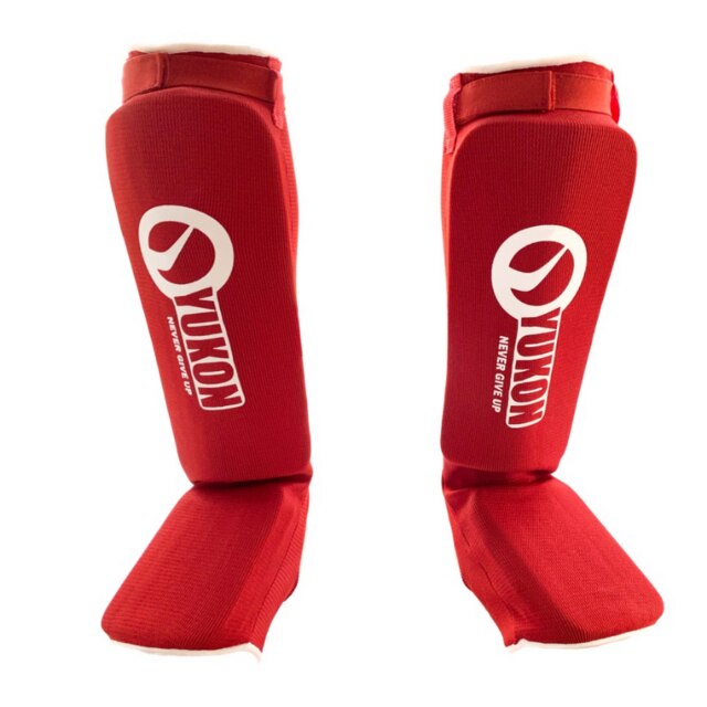 MMA-rodilleras de boxeo, almohadillas protectores de pierna, protector de Kaval, Muay Thai, entrenamiento, soporte de tobillo, calentadores de piernas, artes marciales: Rojo / L-XL