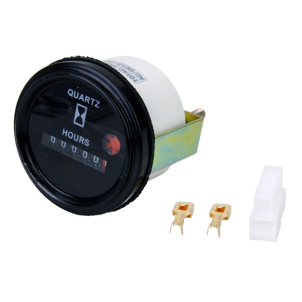DC / AC 12-36V Quartz Hour Meter Gauge, Round Shape, For Fork lifts, Buses, Trucks, Golf Carts, Vehicles