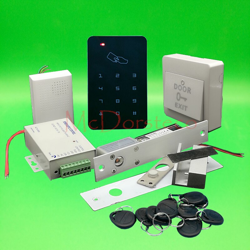 Brand DIY Rfid Door Access Control Kit Set With Electric Bolt Lock Card Full Glass Door Access Control System