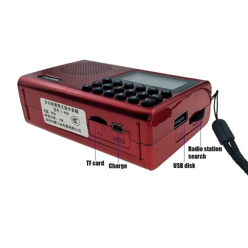 Mini AM FM SW Radio Handheld Digital USB TF MP3 Player Speaker With Rechargeable 18650 Battery