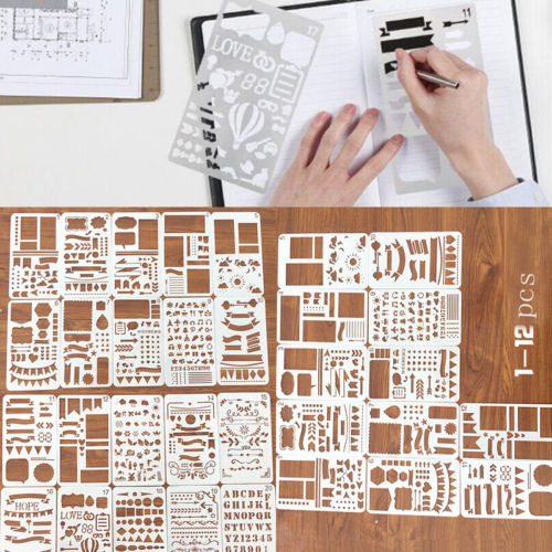 12/20 stk bullet journal stencil sæt plast planlægger gør det selv tegning skabelon dagbog planlægger dagbog notesbog dagbog scrapbog