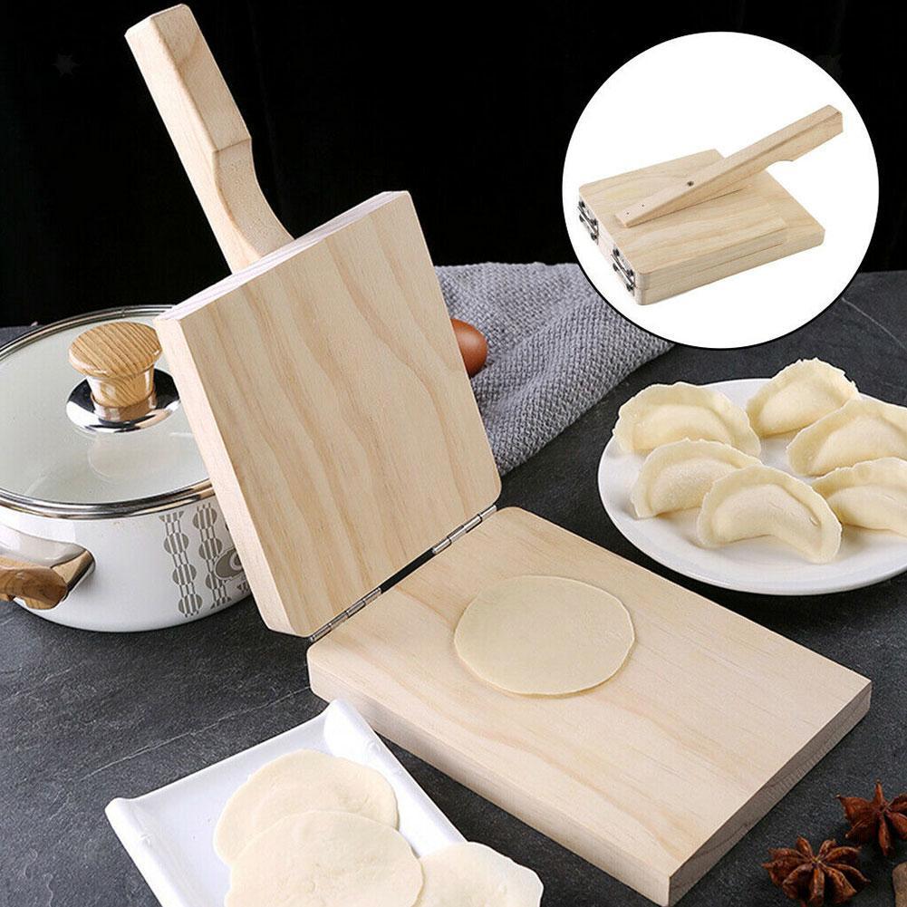 Wooden Dough Pressing Tool Dough Presser Dumpling Skin Press Tool Mold Baking Dumpling Kitchen Pastry Wrapper Tool Making E9O7