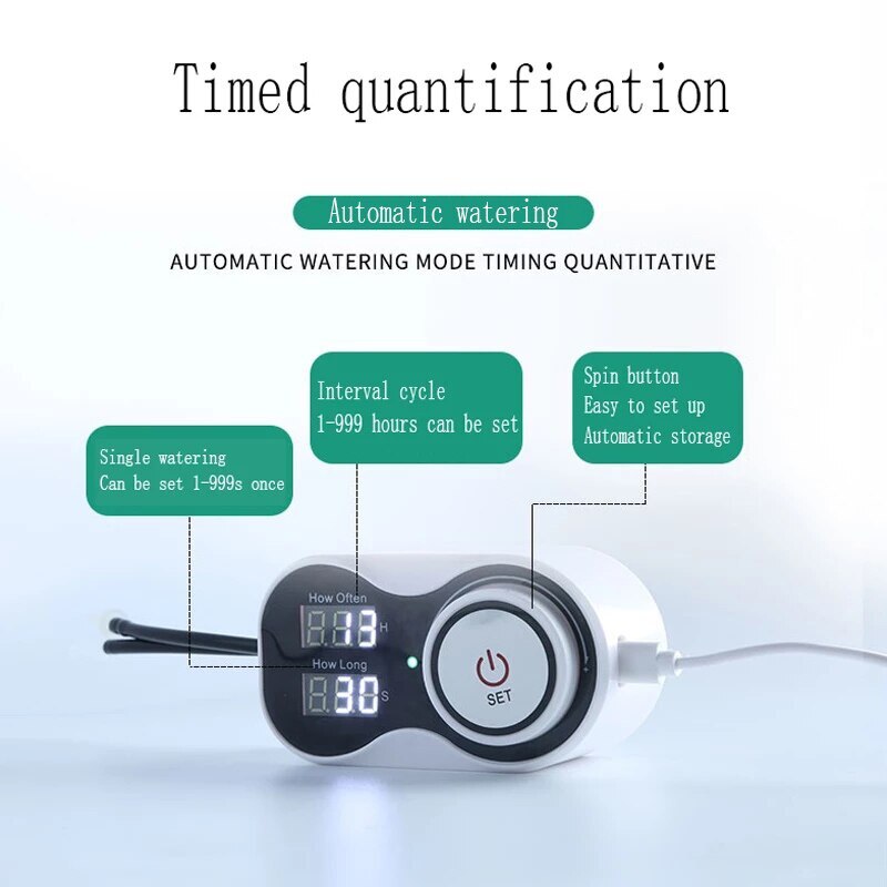 Intelligent Drip Irrigation System Set Water Pump Automatic Watering Device Timer Garden Self-Watering Kit for Potted