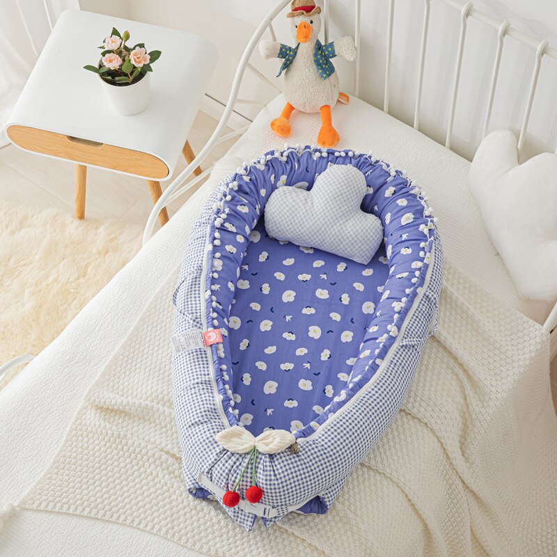 90X50cm Portable Baby Nest Crib Baby Bed Bassinet for Baby Lounger Cotton Baby Nest Co Sleeping Bed: A9