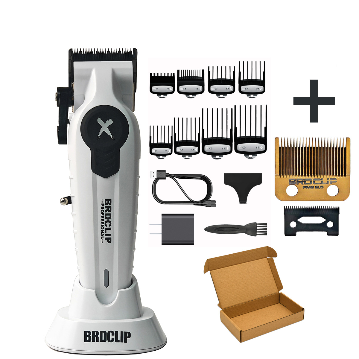 BRDCLIP FA1C NEUE 7500RPM Barber Professionelle Haarschneidemaschine Hochgeschwindigkeitsmotor 2500mAh Elektrische Trimmer DLC Klinge mit Basis