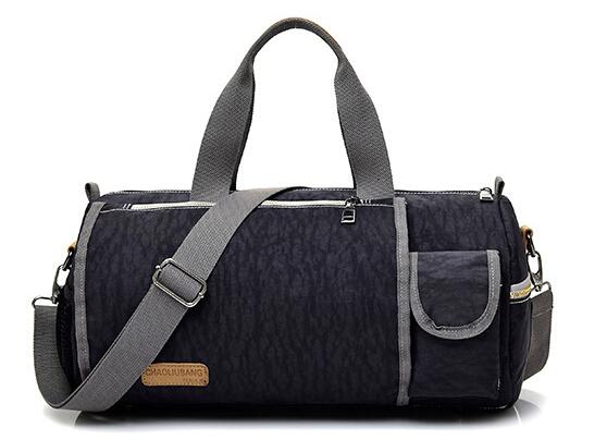 Speciale canvas trainingstas waterdichte sporttas fitnesstassen multifunctionele schoudertas heren dames: Zwart