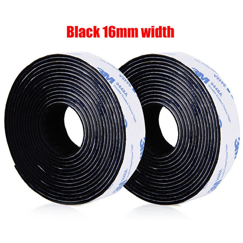 1M/Pair Self Adhesive Hook And Loop Tape16/20/25/30/38/50mm Sticky Nylon Fabric Adhesive Fastener Tape For DIY Accessories: Black 16mm