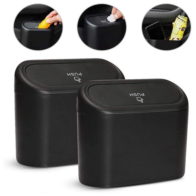 2Pcs Car Multifunctional Trash Can with Lid Car Trash Can Waterproof Portable Trailer Trash Can for Car Office Kitchen