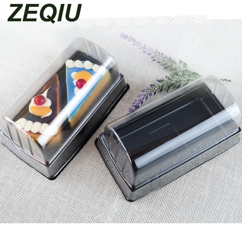 50pcs Disposable cake box with transparent lid and black bottom container Suitable for Cake shop Supermarket Restaurant