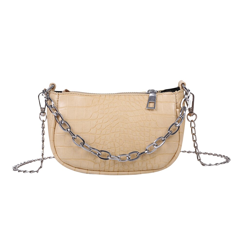 Einfache PU Leder Kette Schulter Bote Schulter Kupplung PU Leder Weibliche Schulter Umhängetaschen Feste Alligator aufbringen: Gelb