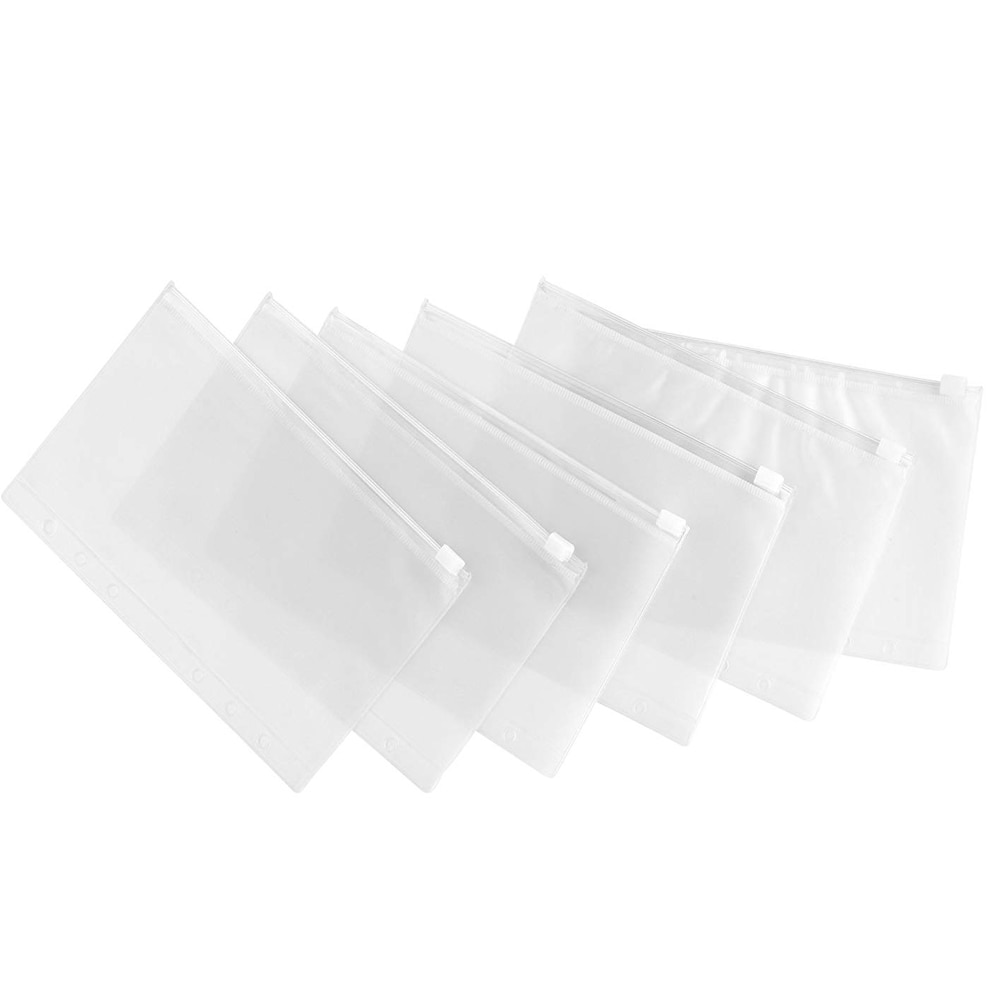 XRHYY 6Pcs Zipper Envelope Binder Pocket &amp; 6Pcs A6 Vertical Sleeve Case Storage Pouch For Home Office Business Card Credit Card