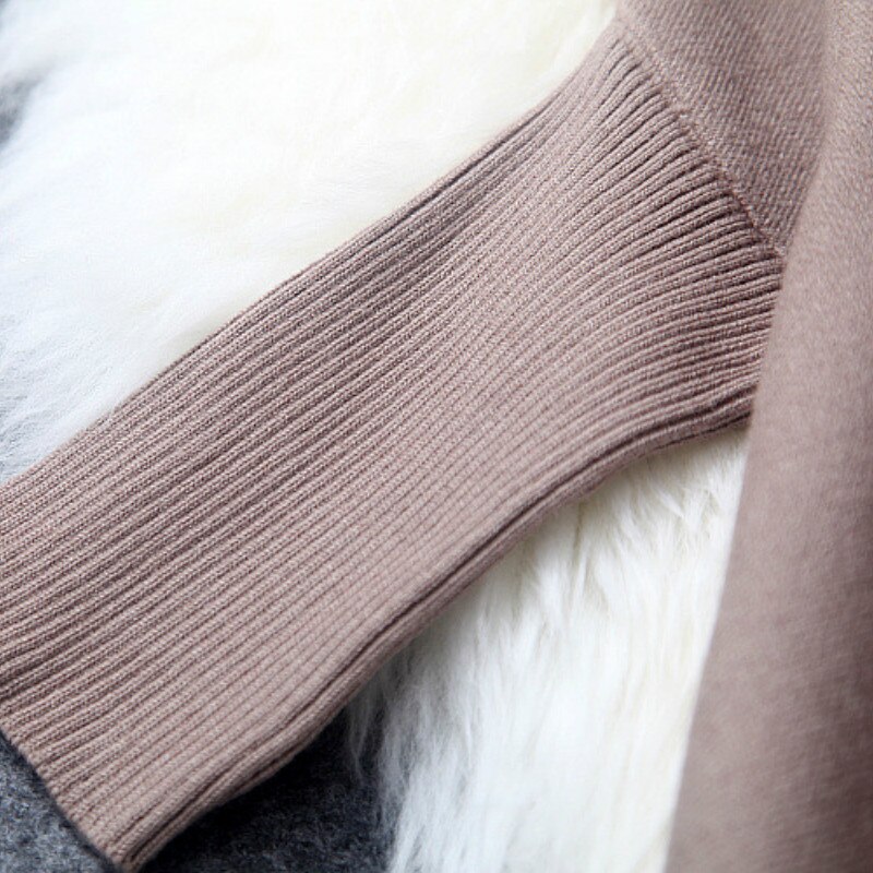 Løs frynset kappe strikkede kvaster kappe poncho sjal batwing ærmer strikket turtleneck jakke pashmina