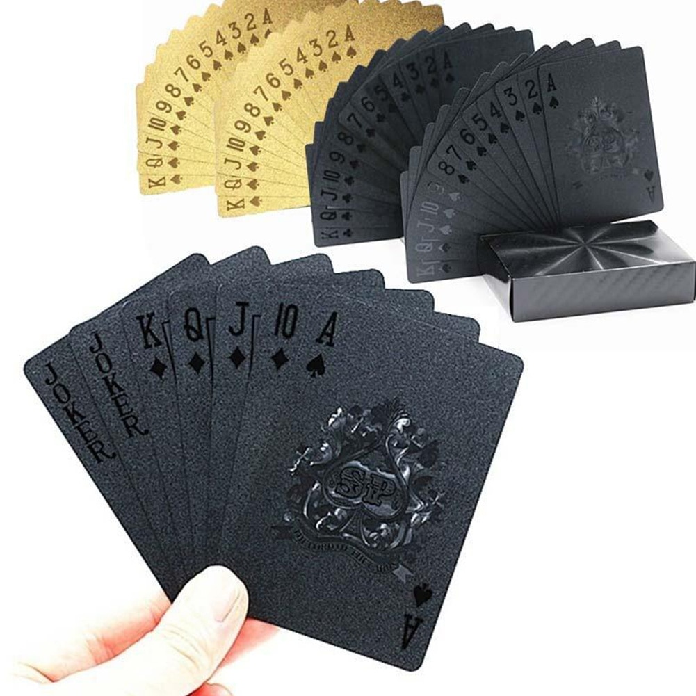 Waterdichte Gouden Poker Zwarte Plastic Speelkaarten Collectie Zwarte Diamant Poker Kaarten Standaard Speelkaarten