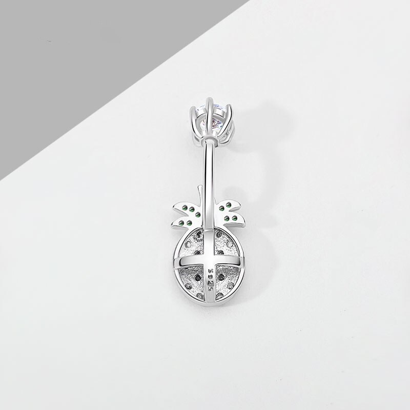 Piercing para el ombligo de piña para mujer, joyería de plata de ley 925, adornos para el cuerpo, anillos para el ombligo de 6, 8 y 10MM de largo, colgante a granel