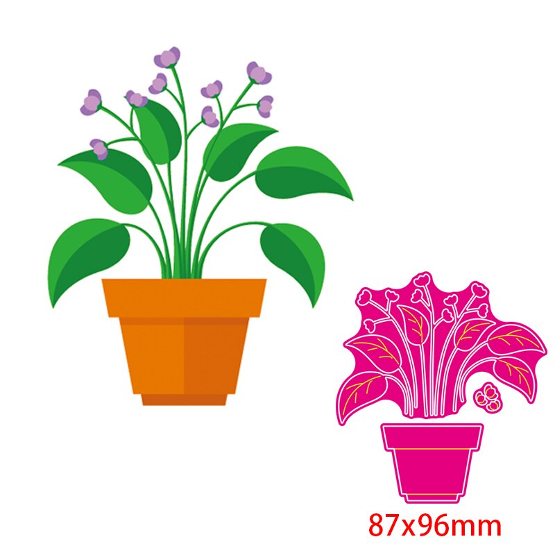 17 sorters krukväxt blommor gräs kaktusblad metall skär stansar bonsai aloe stencil för gör-det-själv scrapbooking kort dekoration: 1