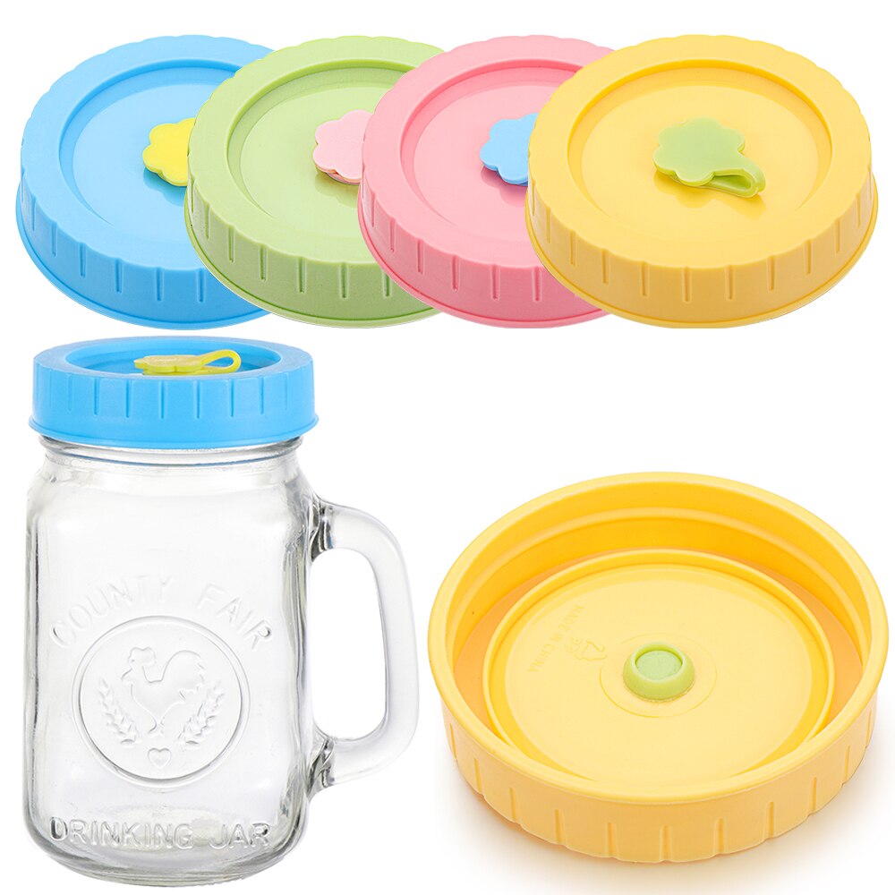 Universal Mason Jar Lids With Straw Hole 70mm Diameter Drinking Storage Cap Wide Mouth Leak Proof Home Kitchen Accessories