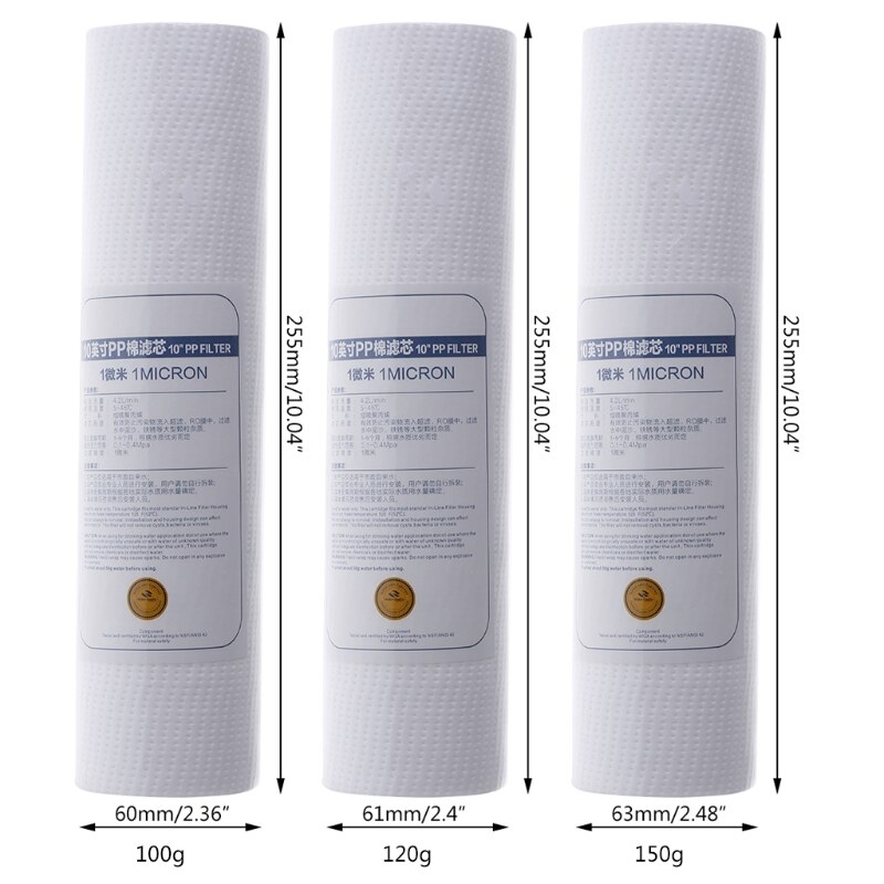 10" Water Purifier PP Filter Cartridge 1 Micron Strainer Sediment Replacement