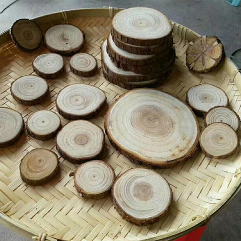2-10cm naturlige træplanker til hjemmebryllupsdekoration runde træplade håndlavet håndværk diy scrapbooking materiale