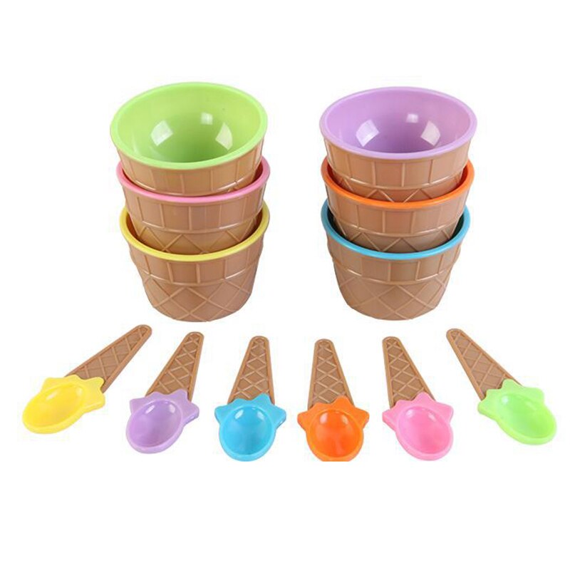 1 Pcs Lovely Kids Ice Cream Bowls With Spoon Reusable For Kids Boys Girls Cute Ice Cream Dessert Tool Set