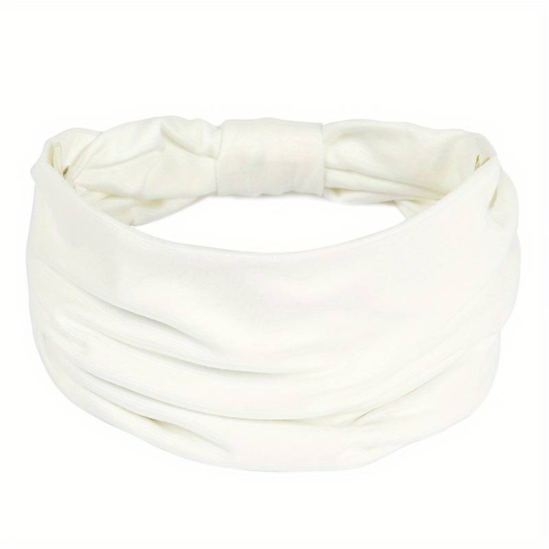 Pääpanta naisille hiusasusteet yksivärinen leveä panta rusetilla turbaanit kasvojen pesu meikki hiuspanta urheilu juoksu jooga pääpannat: Valkoinen