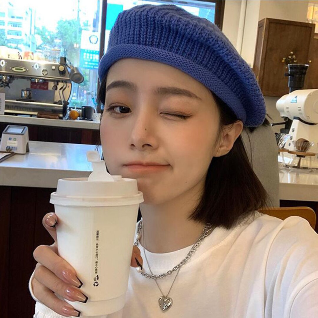 Autumn Winter Soft Knitted French Beret Women Female Solid Korean Knit Warm Berets Version Streetwear Painter Hat