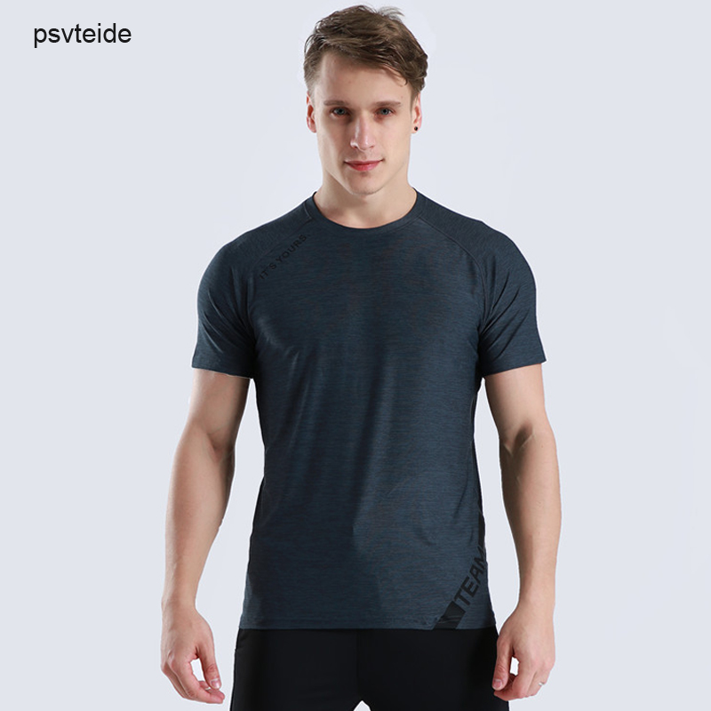 Träning träning t-shirts gym jogging tshirt sport skjorta herr kortärmad man toppar fitness sport camiseta träning t shirt crossfit: L / Mörkgrå