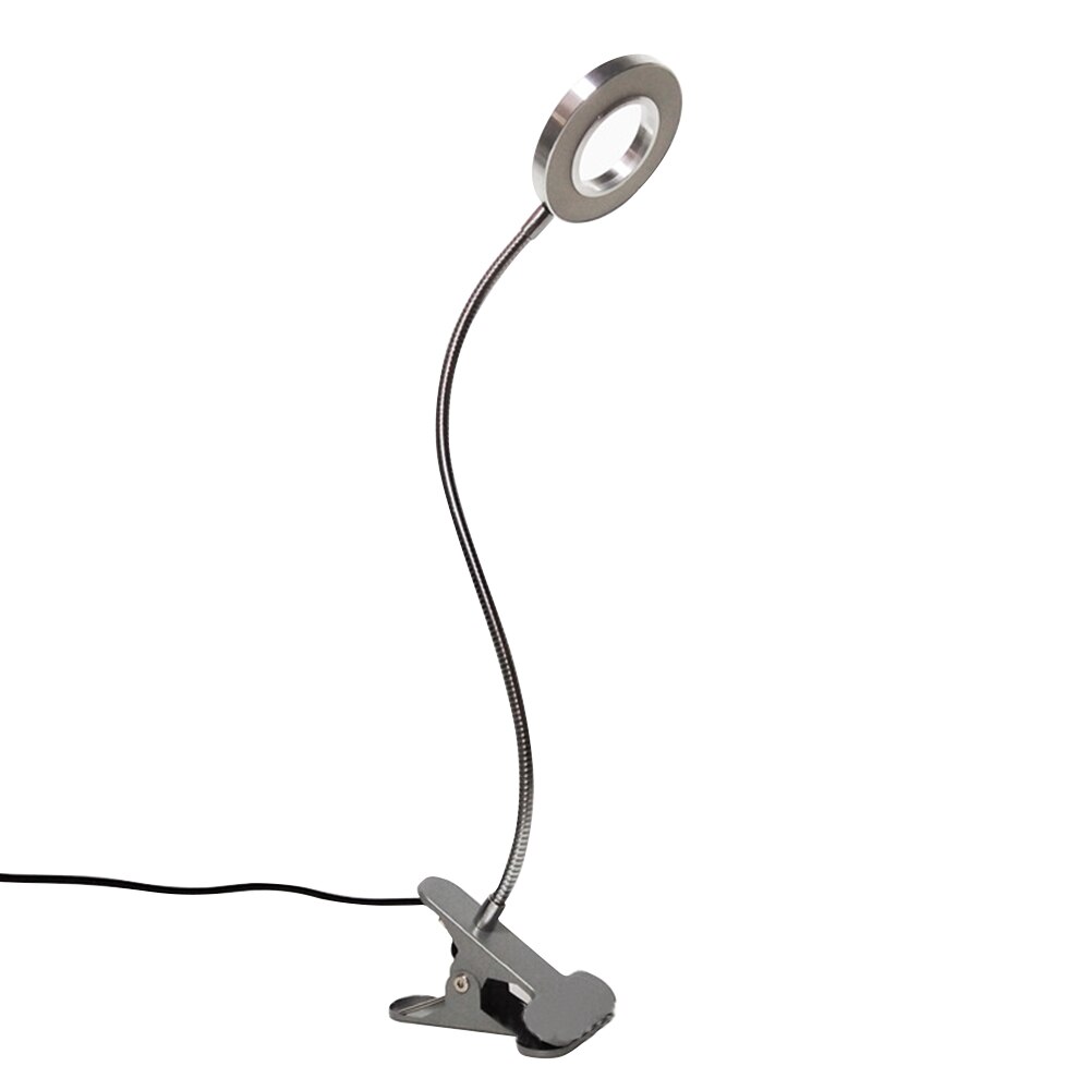 Usb power led pöytävalaisin klipsillä joustava opiskelu lukukirjalamppu silmiensuojaus pöytälamppu kodin makuuhuoneen työvalaistus: Metalli hopea leikkaus