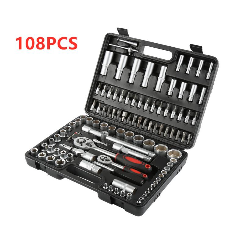 192/53 Pcs Repair Tool Set Household Repair Hand Tool Kit With Plastic Toolbox Storage Case Socket Wrench Screwdriver Knife HWC: 108pcs