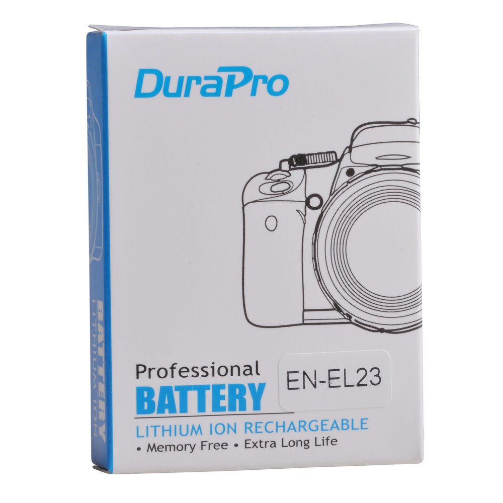 DuraPro 1pc 1850mAh EN-EL23 EN EL23 Li-Ion Batterij + Auto/Muur Lader Voor Nikon COOLPIX P900, p610, P600, B700, S810c Camera