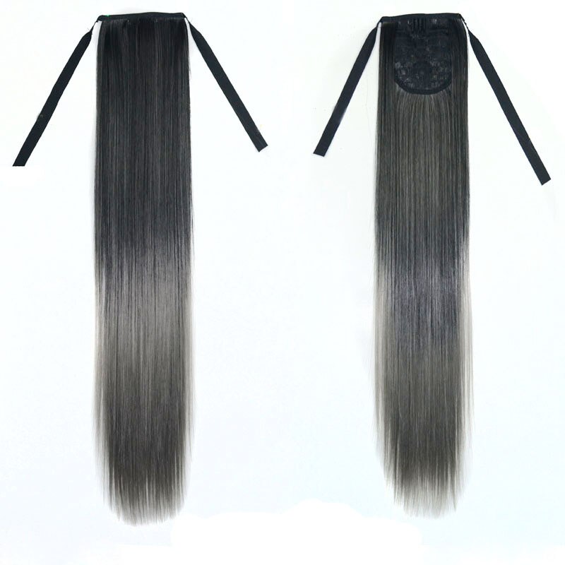 Jeedou cabello ondulado sintético cinta para coleta coletas con cordón negro gris Color degradado extensiones de cabello: #1B / Gris oscuro