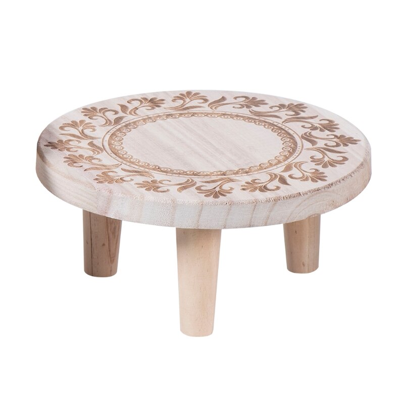 Tabouret en bois massif imprimé, Pot de fleurs, support de Base rond pour plantes et plantes succulentes, présentoir, tabouret pour la maison: M