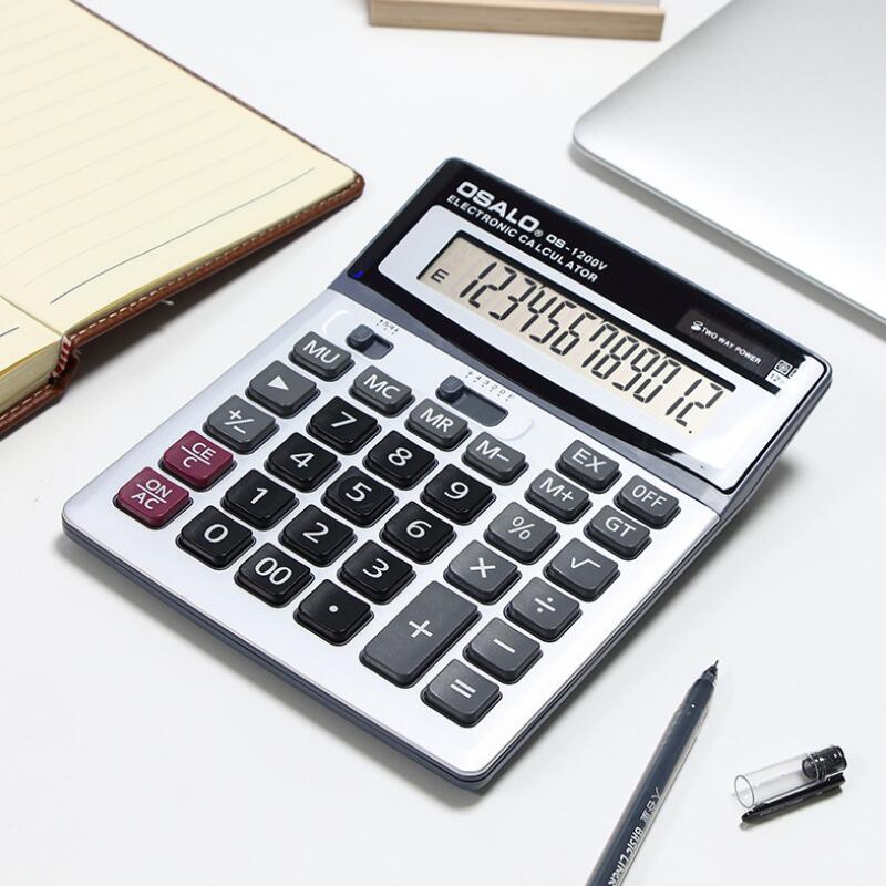 1200V Solar calculator ABS plastic 12-bit display large screen electronic calculators