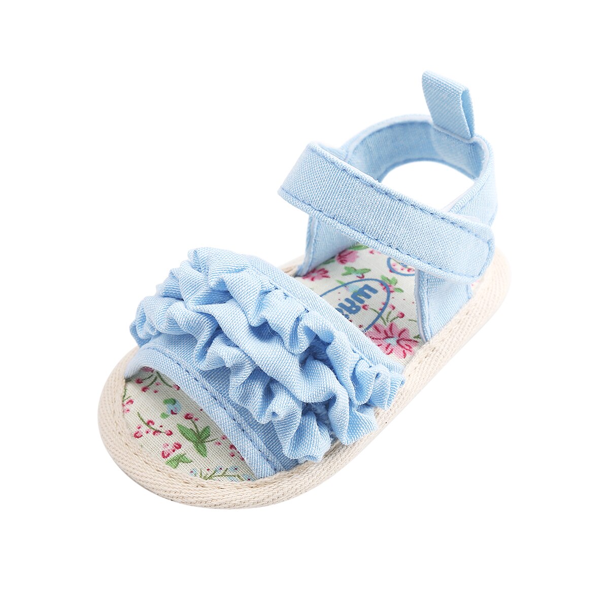 de , zapatos de de boda para niños de 0 a 18 meses, planos lisos y suaves con dedos abiertos para niñas: Azul / 0-6 meses