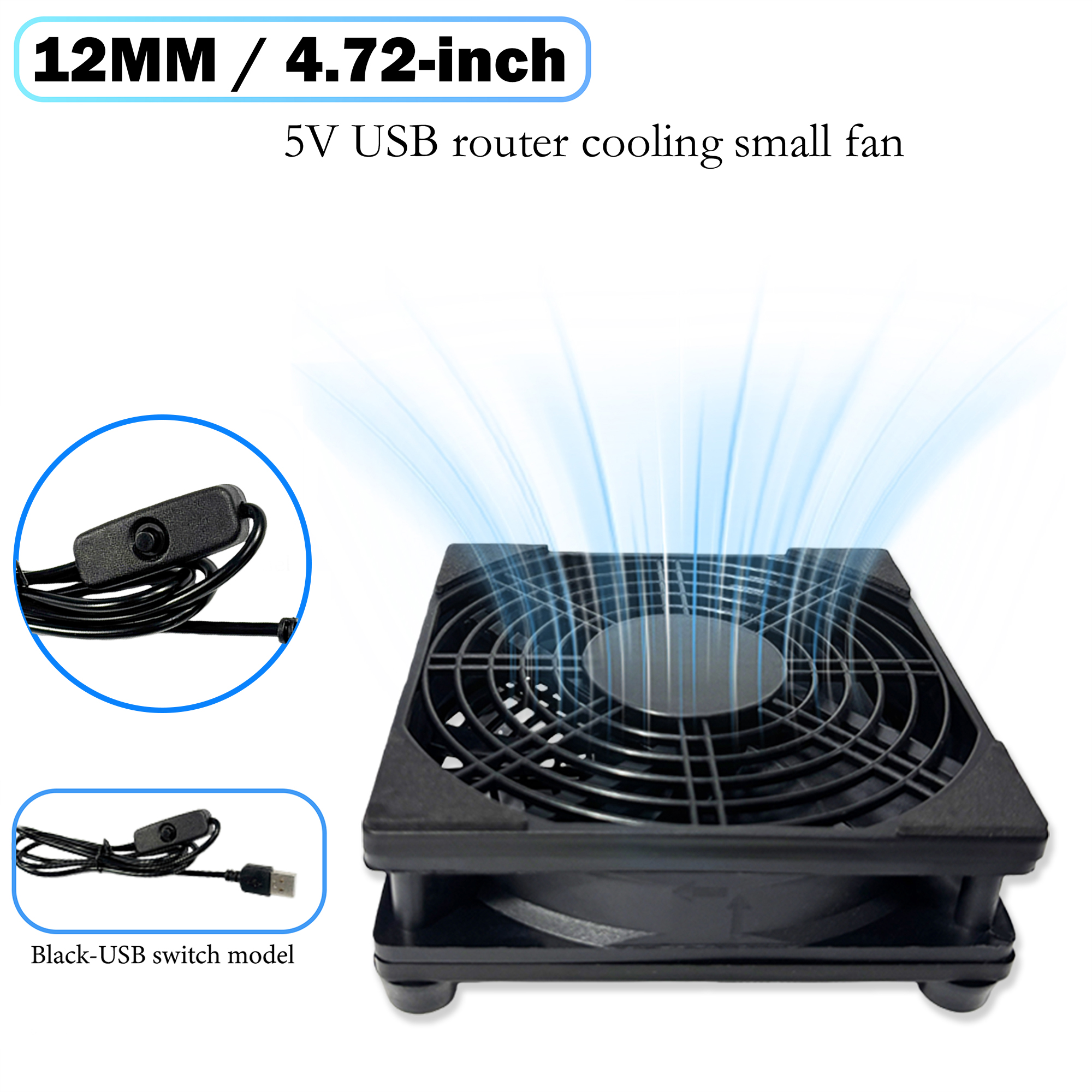 Ventilador de Resfriamento USB de 120mm 4.72 polegadas 5V, Mini Cooler Silencioso para Dispositivos Eletrônicos