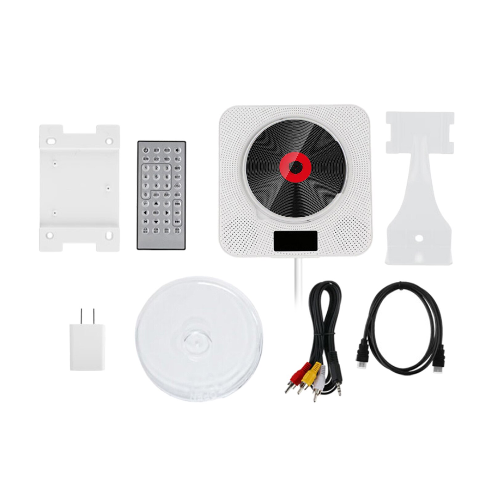 Compact Bluetooth CD Disc Music Player Wall Mounted Remote Control Built-in HiFi Speakers,US Plug