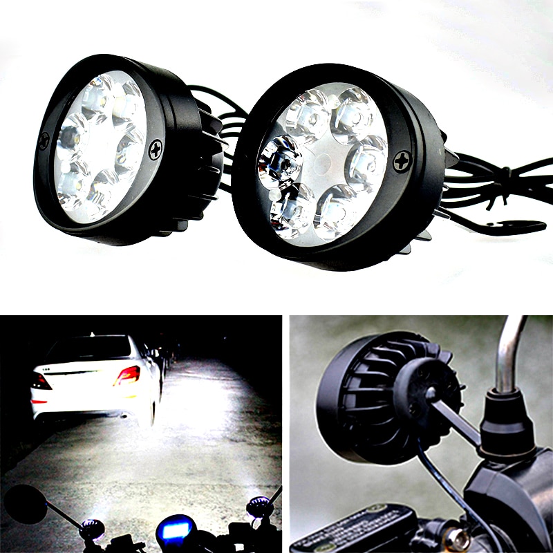 Huiermeimi Motorfiets Koplampen 12V 24W LED Moto Spotlight Zijspiegel Verlichting Motor Rijden Koplampen Spot Werk Lampen DRL