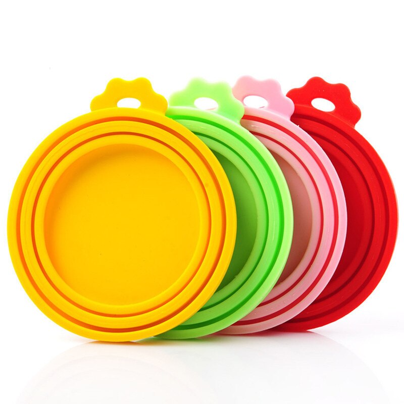Couvercle de boîte de conserve en Silicone, pour aliments, pour chiot, chien, chat, couvercle de stockage, couvercle supérieur réutilisable, fournitures quotidiennes pour animaux de compagnie