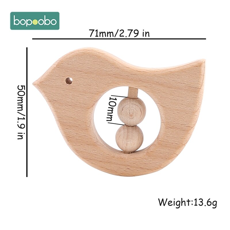 1 Pc Baby Speelgoed Houten Bijtring Food Grade Materiaal Baby Rammelaar Hout Ring Baby Bijtring Wieg Mobiele Peuter Speelgoed Baby rammelaar Voor Kids: Bird Rattle