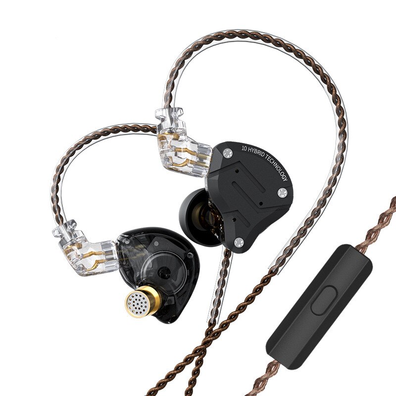 KZ ZS10 Pro auricolare In metallo con microfono musica HiFi cuffie cablate cancellazione del rumore nell&#39;orecchio Sport gioco auricolari cuffie: Black1 With MIC