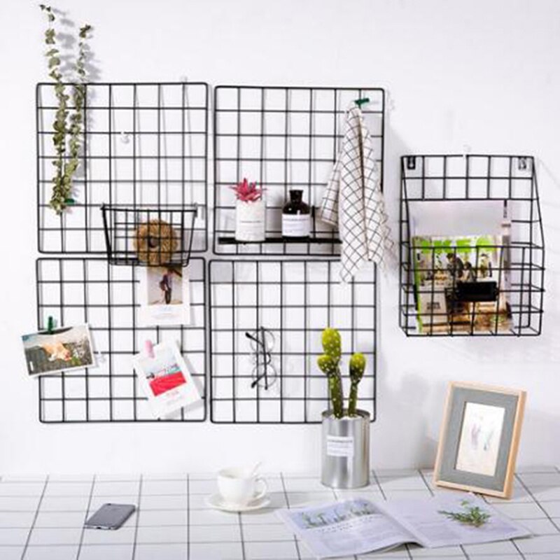 1 pc metallnät rutnät gör det själv väggfoton vykort väggkonst display mesh arrangör bilder ramhållare heminredning