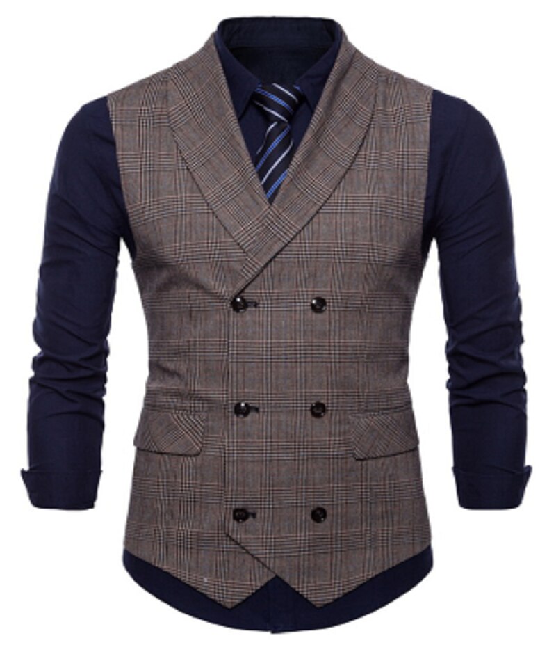 Lovzon merkki puku liivi miesten takki hihaton beige harmaa ruskea vintage tweed liivi kevät syksy plus koko liivi